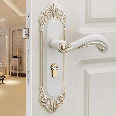 Cửa Gỗ Trong Nhà Bộ Khóa cửa Thép Đơn Giản Gỗ Chắc Chắn Cửa Gỗ Trang Trí gia đình Áp Lực Tay Cầm Khóa Phòng Ngủ Chịu Lực Thân Khóa