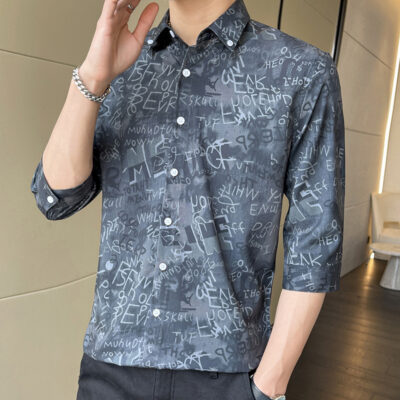 Áo sơ mi nam ngắn tay mùa hè 2023 phiên bản Hàn Quốc sơ mi hoa mỏng sơ mi cardigan nửa tay xu hướng nam
