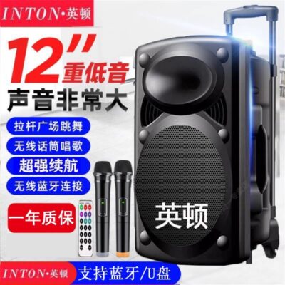 Vũ Vuông Loa Bluetooth Không Dây Xe Đẩy Âm Thanh Micro Ngoài Trời K Bài Hát 12 Inch Nhà Âm Lượng Lớn Loa Siêu Trầm