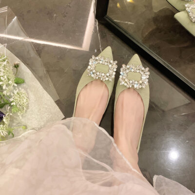 [sheii Su Yinyin] Waltz ~ mũi nhọn kim cương giả khóa vuông giày múa ba lê bằng phẳng cho nữ giày đế mềm cho nữ