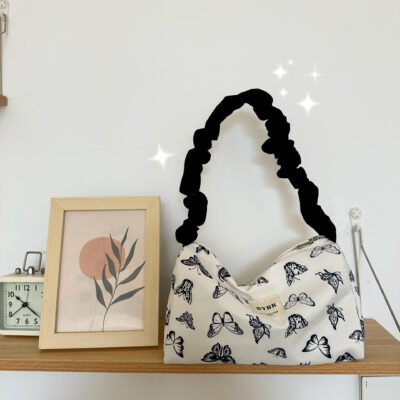 Túi Sát Nách Pháp 2023 Mới Thiết Kế Thích Hợp Kiểu Dáng Retro Gấp Gọn Túi Xách Thời Trang Mua Sắm Túi Đeo Vai Hình Bướm Nữ