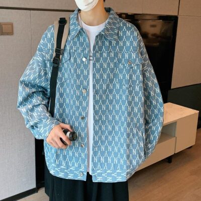 In đầy đủ áo khoác denim nam mùa thu hợp thời trang thương hiệu chất lượng cao áo khoác ins xu hướng thể thao nam quần áo thường áo choàng