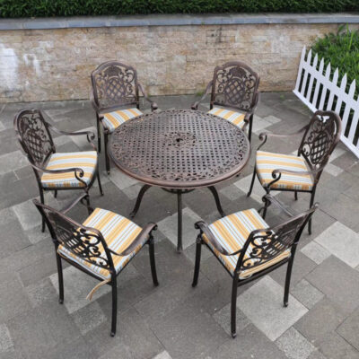 Bộ bàn ghế nhôm đúc ngoài trời nhà ngoài trời sân vườn ngoài trời chống thấm nước chống nắng kết hợp bàn ăn tròn