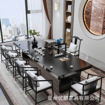 Bảng lớn Bàn trà gỗ đặc phòng khách nhà Thiền Bàn trà Kung Fu kiểu Trung Quốc mới văn phòng tiếp khách Bàn trà và ghế kết hợp