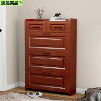 Tủ giày gỗ nguyên khối Trung Quốc màu mỏng lật thùng 17 cm hộ gia đình miệng hội trường hẹp tiết kiệm không gian công suất lớn giá bán buôn