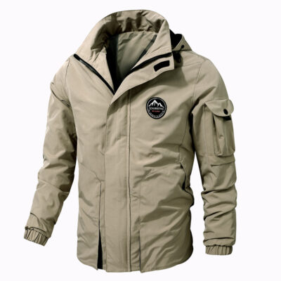 Xuất khẩu Amazon Mùa Xuân 2023 Nam Ngoài Trời Áo Khoác Size Lớn Áo Gió Nam Có Thể Tháo Rời Hood Đồng Màu Áo Khoác