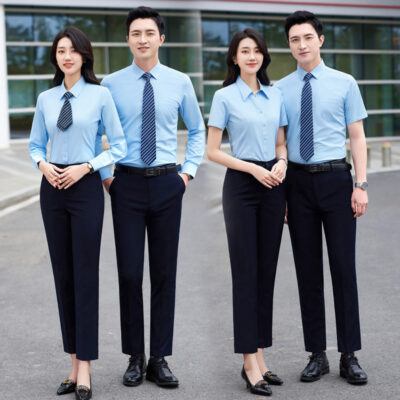 Phiên bản Hàn Quốc áo sơ mi nam công sở cao cấp màu xám không cần ủi mặc trang trọng với nam và nữ bình thường với cùng kiểu áo sơ mi trắng