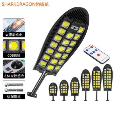 Đèn đường năng lượng mặt trời mới Xuất khẩu ba hàng đèn đường chiếu sáng ngoài trời đèn sân vườn năng lượng mặt trời nông thôn mới đèn đường cảm ứng