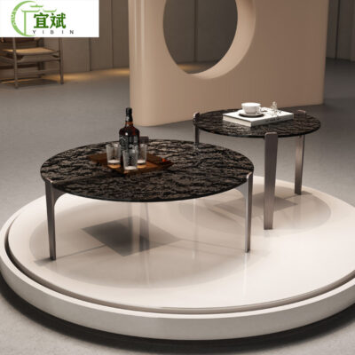 Bàn trà đẹp cao cấp gợn nước kích thước bàn cà phê tròn kết hợp nhà thiết kế tối giản phòng khách nhà bàn cà phê hiện đại đơn giản