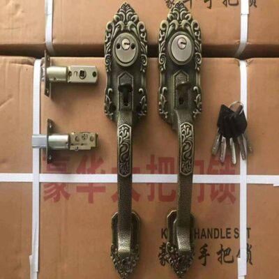 Khóa cửa nghệ thuật folio hợp kim nhôm Rops Golden Gate kiểu cũ Zhongan thay ngón tay cái hai lưỡi bấm lõi khóa lớn