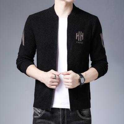 Mùa Thu Mới Áo Len Nam Phối Thời Trang Bóng Chày Cổ Rời Cổ Áo Khoác Ngoài Dệt Kim Cardigan Nam Bán Buôn