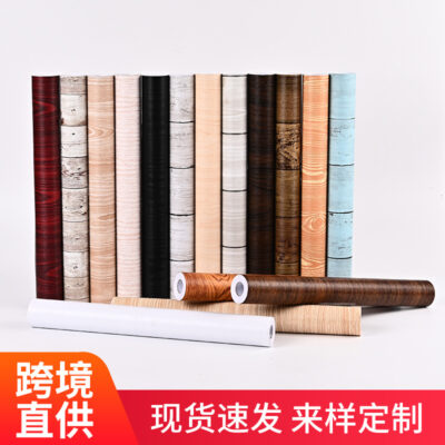 Vân Gỗ Miếng Dán Dày Giấy Dán Tường Chống Nước Tự Dán Phòng Ngủ Giấy Dán Tường PVC Sọc Châu Âu Ký Túc Xá Nhà Đổi Mới