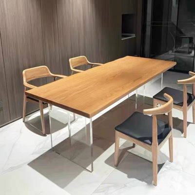 Nhà Thiết Kế Acrylic Treo Bàn Ăn Gỗ Đơn Giản Bàn Làm Việc Đăng Nhập Lớn Bảng Sách Bàn Làm Việc Bắc Âu Đèn Sang Trọng