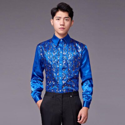 Nhiều Màu Sắc Đính Hạt Cườm Áo Sơ Mi Biểu Diễn Sân Khấu Áo Sơ Mi Nam Nhảy Vuông Hiệu Suất Ca Sĩ Chủ Quần Áo Size Lớn