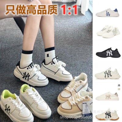 Phiên bản cao Putian MLB bố giày in hình cổ điển NY lớn tiêu chuẩn Yankees tăng giày thể thao chạy bộ nam nữ đế dày