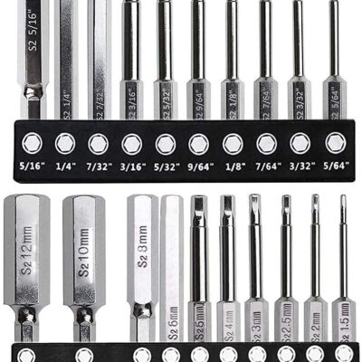 Bộ 20 món kết hợp đầu lô lục giác dài 60mm Chất liệu đầu lô S2 đầu lô từ tính yếu mạ crom BST đầu lô-018