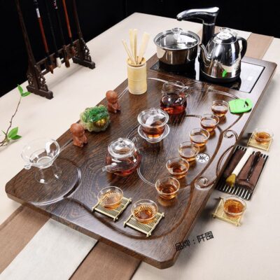 Bộ trà bộ nhà một bộ hoàn chỉnh ấm đun nước hoàn toàn tự động khay trà bàn trà biển cát tím tách trà gốm thủy tinh