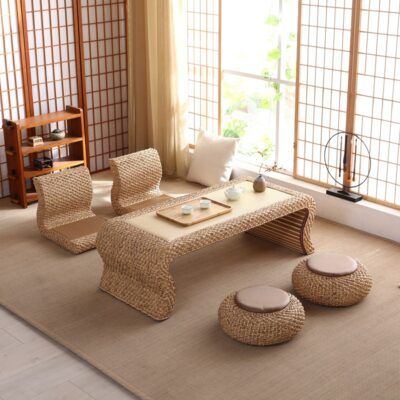 Bàn cà phê mây chiếu tatami cửa sổ bay bàn nhỏ Bàn trà Nhật bàn Zen kang bàn ban công bàn ghế kết hợp bàn thấp đơn giản
