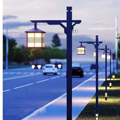 Đèn năng lượng mặt trời Đèn sân vườn ngoài trời Đèn đường năng lượng mặt trời kiểu Trung Quốc mới 3 mét sân vườn biệt thự đèn cực cao nông thôn ngoài trời