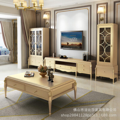 Ánh sáng Mỹ sang trọng bàn trà kết hợp tủ TV hiện đại tối giản châu Âu căn hộ nhỏ gỗ nguyên khối sàn phòng khách tủ rượu sâm banh sang trọng