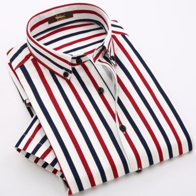 Áo sơ mi nam ngắn tay mùa hè cotton làm bóng áo sơ mi nam cotton nguyên chất phiên bản Hàn Quốc của quần áo mỏng dành cho doanh nhân