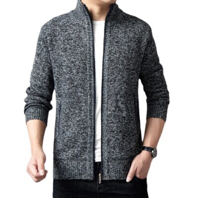 Aoge Quần Áo 2021 Nam Mặc Nam Dệt Kim Cardigan Ve Áo Áo Len Áo Khoác Nỉ Áo Len Dệt Kim 81-8 602