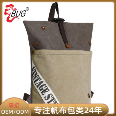 Gia công tùy chỉnh thương hiệu hợp thời trang châu Âu và Mỹ ba lô vải sinh viên đại học đơn giản thích hợp ba lô máy tính ban đầu cho nam và nữ