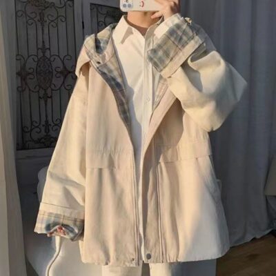 Áo khoác gió Harajuku nữ áo khoác mùa xuân và mùa thu phiên bản Hàn Quốc cổng rời hệ thống muối mới sinh viên hoang dã ins hàng đầu