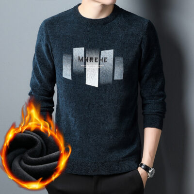 Nam lông cừu mùa đông dày chenille áo len dệt kim xu hướng thời trang chạm đáy áo sơ mi áo len nam một mảnh thay mặt cho