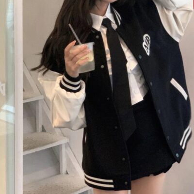 Đồng phục bóng chày của phụ nữ thường ngày đầu mùa thu áo khoác năm mùa xuân và mùa thu tất cả các trận đấu của Mỹ áo khoác retro xu hướng đại học một giọt