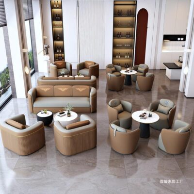 Kinh doanh sảnh khách sạn hiện đại đàm phán tiếp tân sofa bàn cà phê bàn ghế kết hợp khu vực tiếp tân văn phòng bán hàng đơn giản và sáng tạo