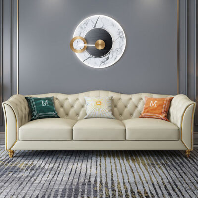 Ghế sofa kiểu Mỹ sang trọng, tối giản, hiện đại, nội thất căn hộ nhỏ, ghế sofa phòng khách, sofa da nghệ thuật Bắc Âu