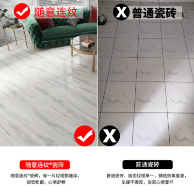 Bán buôn gạch Quảng Đông Phật Sơn phòng khách màu xám hoa văn liên tục 800x800 toàn thân bằng đá cẩm thạch lát sàn tráng men toàn sứ