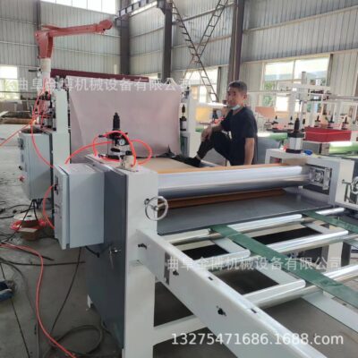 Giấy vân gỗ keo lạnh keo veneer dây chuyền sản xuất máy dán giấy PU nhà sản xuất máy dán keo công ty cắt tỉa dao tròn