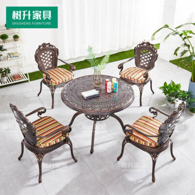 Bộ bàn ghế nhôm đúc ngoài trời sân vườn bộ bàn ghế ăn ngoài trời kết hợp ban công thoáng bàn tiệc nướng giải trí