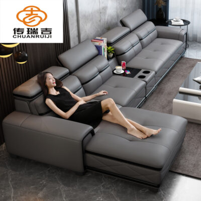 Sofa da hiện đại căn hộ lớn và nhỏ phòng khách đơn giản góc ghế dài mèo không thấm nước trầy xước toàn bộ vải sofa gỗ