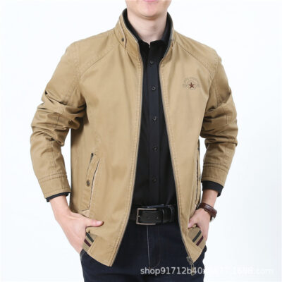 Năm 9822 Mùa Xuân Và Mùa Thu Mới Dadwear Đảo Chiều Áo Khoác Nam Trung Niên, Thời Trang Cotton Quần Áo