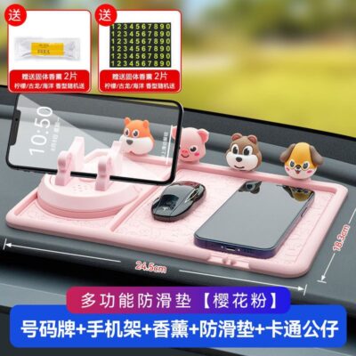 Xe Ô Tô Chống Trượt Nội Thất Ô Tô Điều Khiển Bảng Dụng Cụ Hoạt Hình Xe Trang Trí Trang Sức Điện Thoại Di Động Giá Cố Định Ô Tô Lưu Trữ Miếng Lót