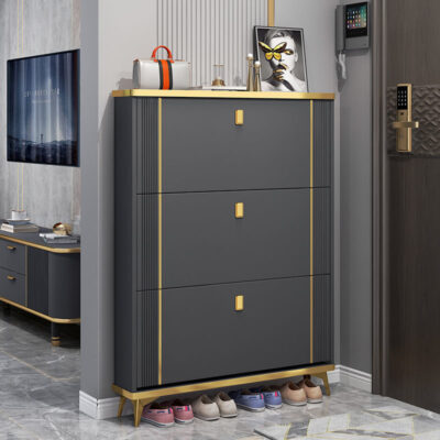 Đẹp sang trọng siêu mỏng thùng đựng giày tủ giày cửa xiên plug-in hiên tủ lối vào tủ đựng giày giả gỗ rắn giá giày lưới màu đỏ