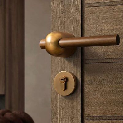 Trung Quốc Mới Phong Cách Cửa Trong Nhà Phòng Ngủ Phòng Chia Khóa cửa Bằng Gỗ Đồng Xanh Tắt Tiếng Tay Cầm Cửa Từ