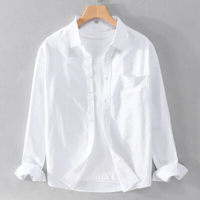 Mùa Thu Nam Ấm Áp Dài Tay Nam Cashmere Dáng Rộng Dày Áo Sơ Mi Nam Oxford Quay Sinh Viên áo Sơ Mi Nam