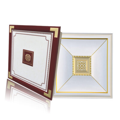Trần tích hợp trần giật cấp phòng khách 2 cấp trọn bộ tấm hèm khóa nhôm phong cách Châu Âu 45x45 vật liệu trang trí trần phòng ngủ