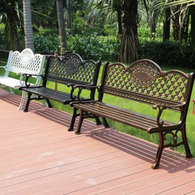 Ghế nhôm đúc ngoài trời công viên cộng đồng vuông ghế thư giãn ngoài trời ghế băng sân vườn ghế băng tựa lưng sân vườn