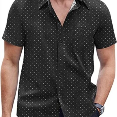 2023 mới Amazon Âu Mỹ in ngoại thương chấm bi áo sơ mi nam ngắn tay