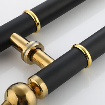 Bán buôn Tay nắm cửa kính châu Âu khách sạn ktv cửa gỗ tay cầm màu đen cửa trượt hiện đại Tay nắm cửa chống trộm
