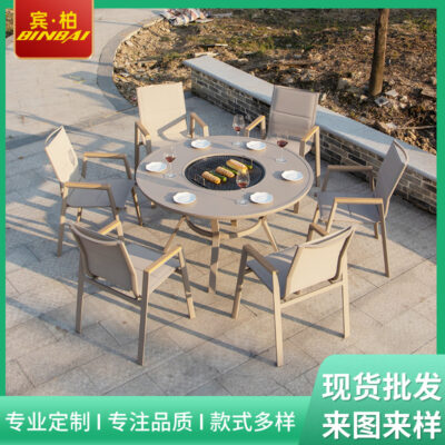 Bàn ăn sân vườn sân thượng ngoài trời homestay khách sạn bàn nướng than củi sân vườn bàn ghế ngoài trời kết hợp