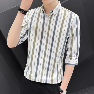 Hàng Mới Về Ba Phần Tư Tay Dài Tay Sọc Slim Nam Trang Trọng Cao Cấp Áo Sơ Mi Công Sở Hợp Thời Trang Thương Hiệu Nam