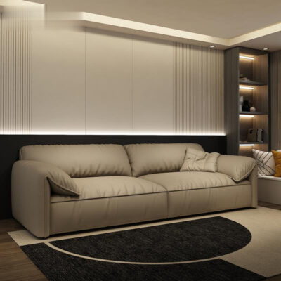 Phong cách Ý tối giản đẹp sang trọng cao cấp căn hộ nhỏ tai voi lớp trên cùng da bò hàng ghế sofa phòng khách đơn giản
