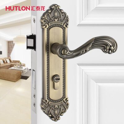 Huitai Khóa cửa rồng trong nhà Khóa cửa phòng ngủ bên trong cửa Châu Âu Khóa cửa cửa gỗ nhà cổ điển tắt tiếng Khóa cửa phòng
