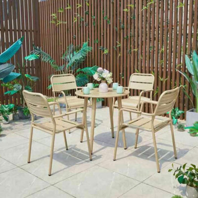 Màu sắc đơn giản bàn ghế ngoài trời toàn bộ bằng nhôm tấm bàn ghế ăn sân vườn sân ngoài trời nhà hàng quán cà phê nội thất quán trà sữa